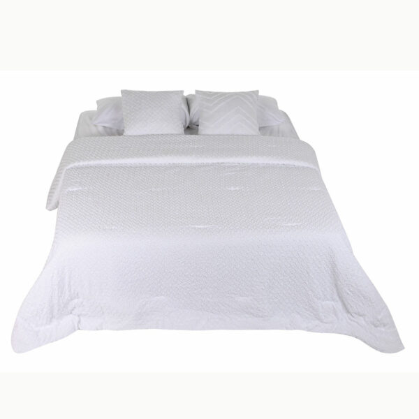 Colcha blanca con relleno cama 150cm