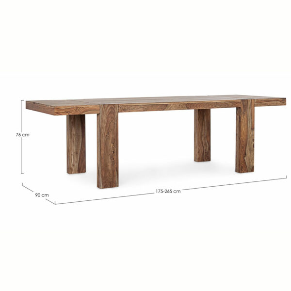 Mesa de madera extensible 175-265x90x76cm