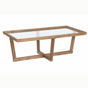 Mesa baja rectangular madera y cristal 120x60x43cm