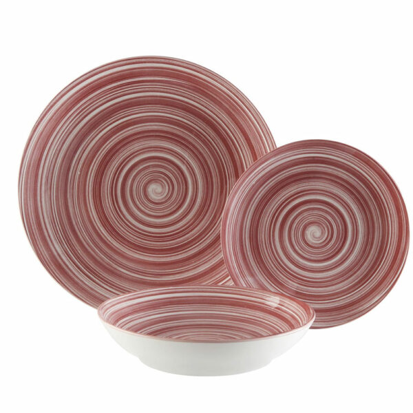 Vajilla espiral rosa 18 piezas